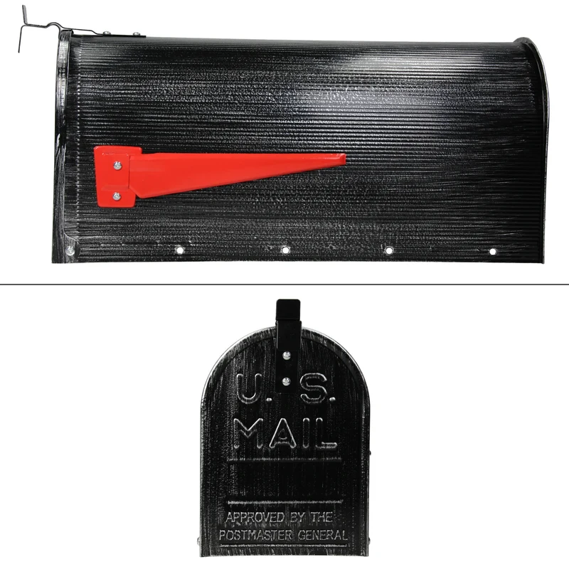 ML-Design US Mailbox mit schwenkbarer Fahne und Standfuß retro-Schwarz aus Aluminium