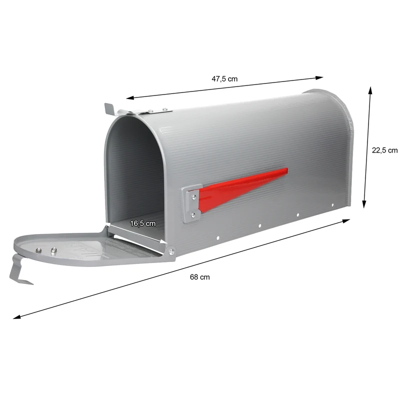 Briefkasten US Mailbox inkl. Standfuß Grau aus Aluminium ML-Design