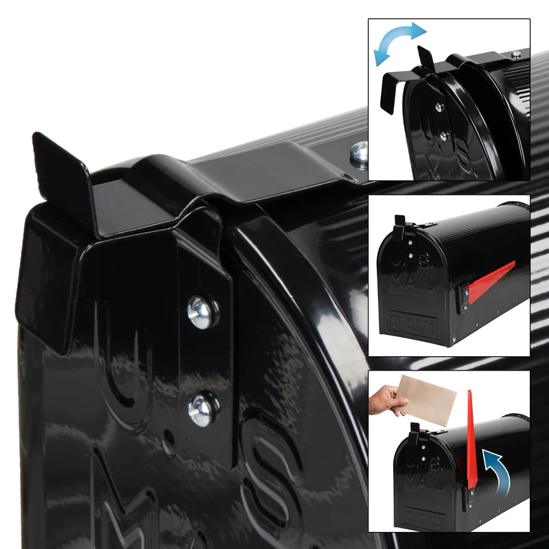 Briefkasten US Mailbox inkl. Standfuß Schwarz aus Aluminium ML-Design