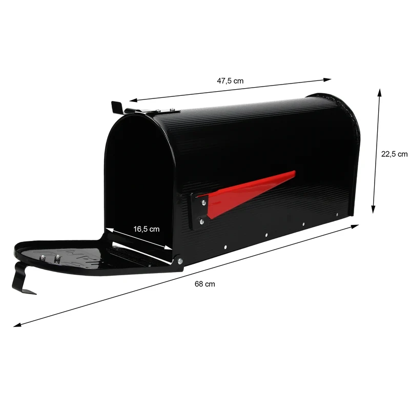 Briefkasten US Mailbox inkl. Standfuß Schwarz aus Aluminium ML-Design