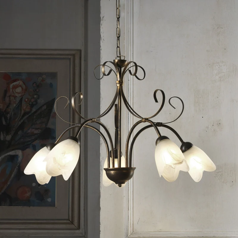 B-Ware ONLI Hängeleuchte Lampe Odino bronzefarben Glas 5-flg E14 dimmbar SIEHE TEXT