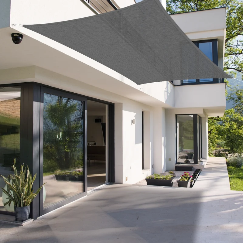 Sonnensegel rechteck 2x4 m Grau 100% HDPE mit UV Schutz inkl. Befestigungsseile