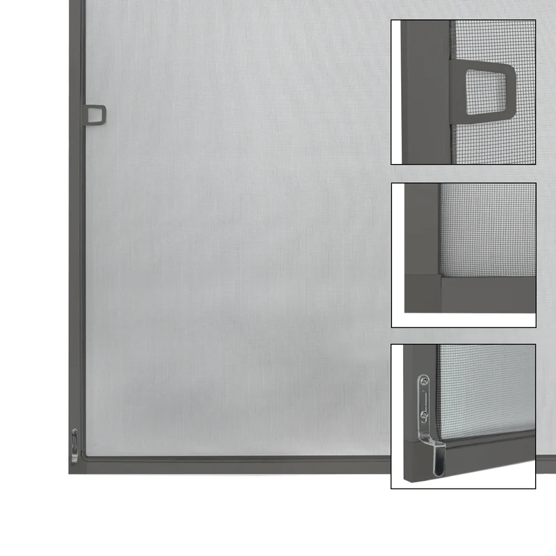 Fliegengitter Grau 100x120 cm mit Rahmen aus Aluminium