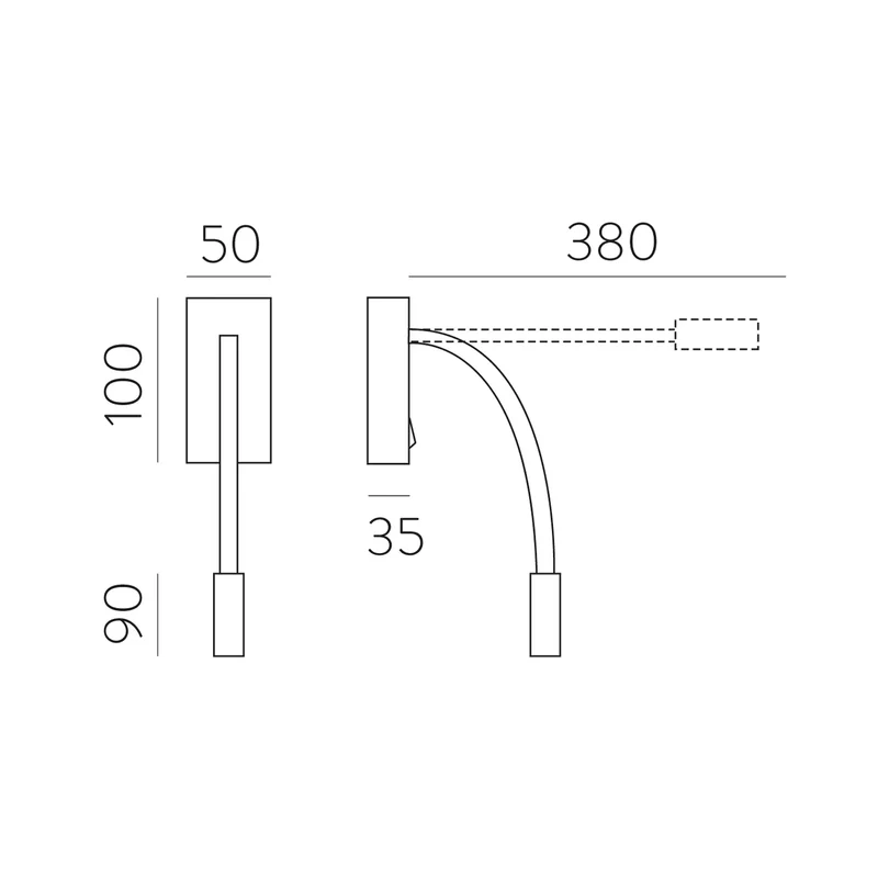B-Ware ACB ILUMINACIÓN LED-Wand-Leseleuchte Cio Schalter Flexarm 930 schwarz SIEHE TEXT