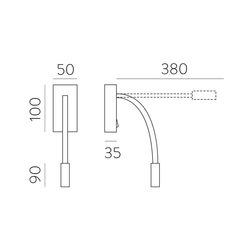 B-Ware ACB ILUMINACIÓN LED-Wand-Leseleuchte Cio Schalter Flexarm 930 schwarz SIEHE TEXT