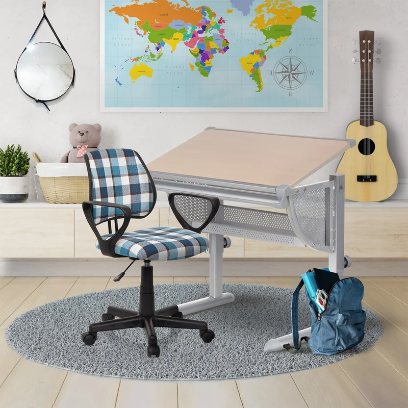 B-Ware hjh OFFICE Kinderschreibtisch Tisch höhenverstellbar neigbar buche silber 8519
