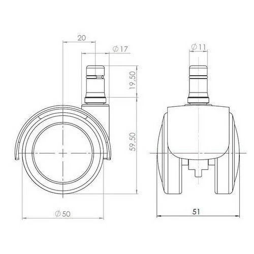 B-Ware hjh OFFICE ROLO FIX 11mm/50mm Hartböden Stuhlrollen Schwarz 5 Stück