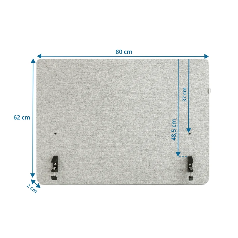 B-Ware hjh OFFICE FLEXMIUT D SIDE Tischtrennwand Akustik Sichtschutz Hellgrau 80cm