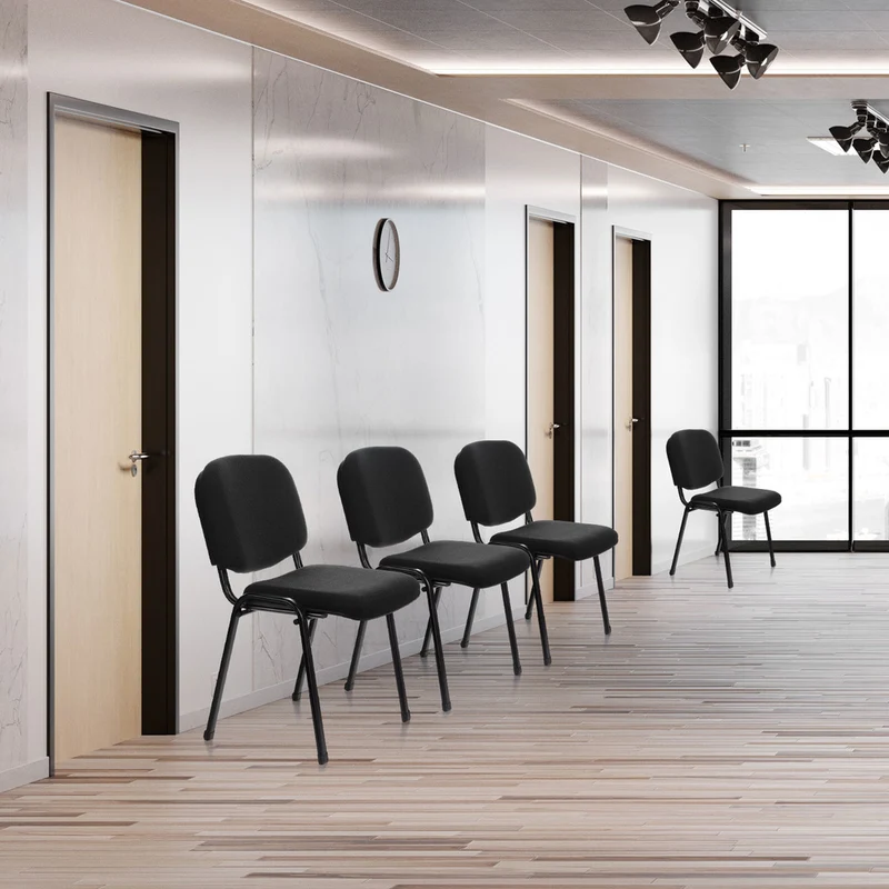 B-Ware hjh OFFICE Vierfußstuhl Sitzgelegenheit Besucherstuhl Schwarz Stoff 4er Pac3