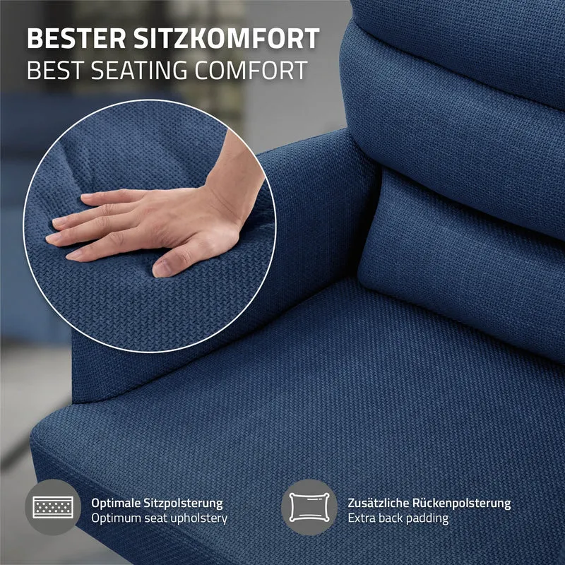 Esszimmerstuhl 4er Set Dunkelblau drehbar mit abnehmbaren Rückenkissen gepolstert bis 120 Kilogramm