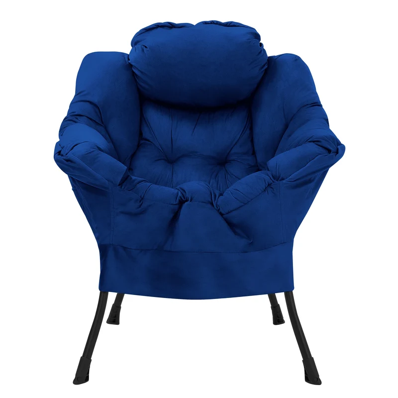 ML-DESIGN | Sessel mit Kopfkissen Seitentasche aus Stoff & Stahl Dunkelblau Relaxsessel Wohnzimmer Lesesessel Fernsehsessel Loungesessel Polstersessel