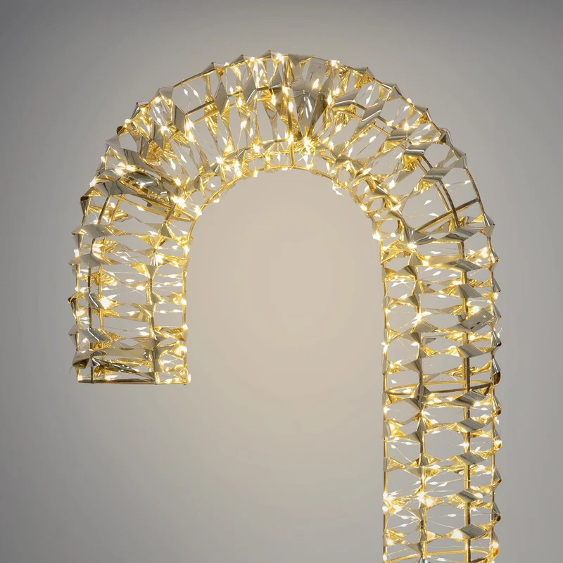 LED Zuckerstange 75 cm in Gold mit 400 warmweißen LEDs Weihnachtsdeko inkl. Timer IP44