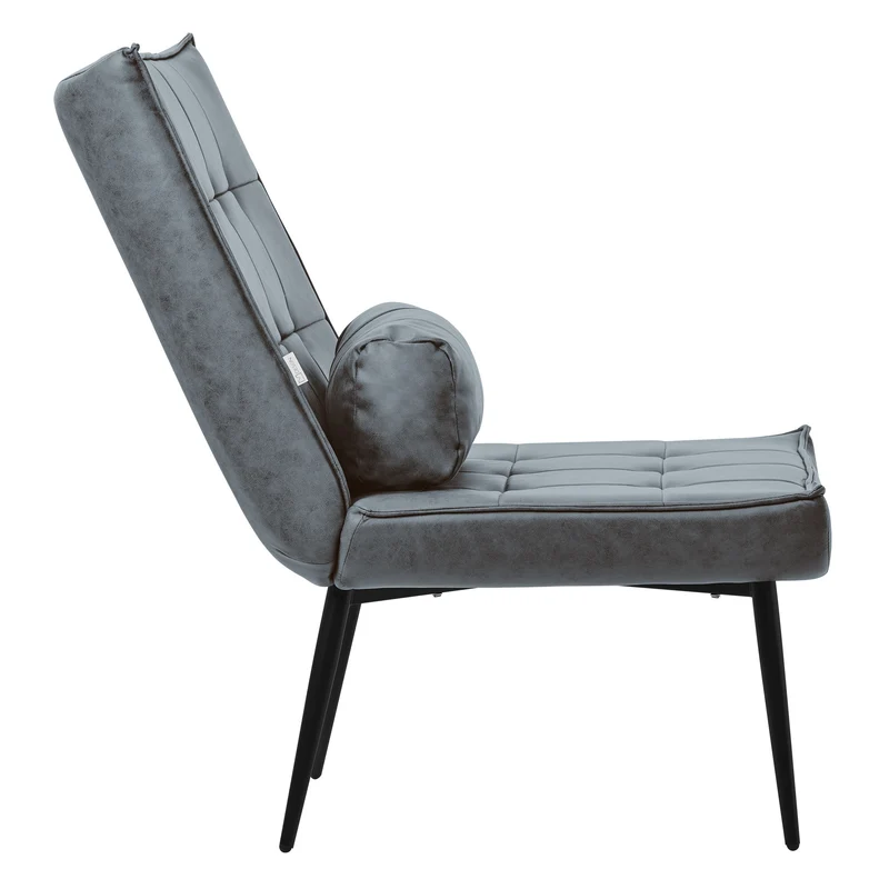 ML-DESIGN | Sessel mit Lendenkissen 79x100x97 cm aus Kunstleder Anthrazit Relaxsessel Loungesessel bequem Retro Lesesessel Polstersessel für Wohnzimmer