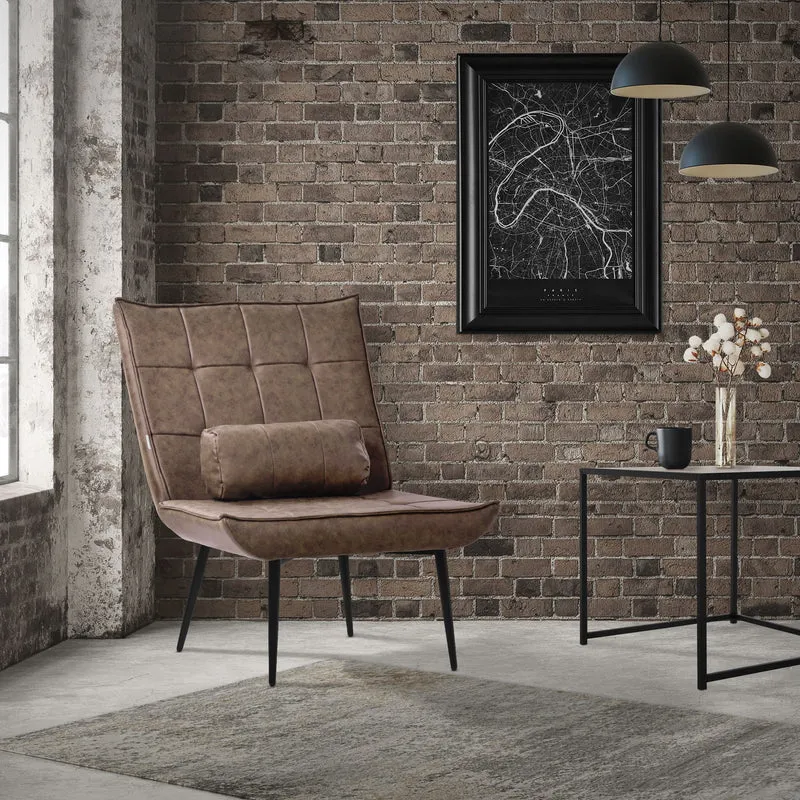 ML-DESIGN | Sessel mit Lendenkissen 79x100x97 cm aus Kunstleder Braun Relaxsessel Loungesessel bequem Retro Lesesessel Polstersessel für Wohnzimmer