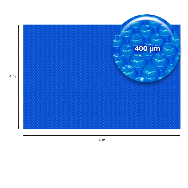 Pool Solarfolie Eckig 6x4 m 400µm Blau aus PE-Folie mit Luftkammern