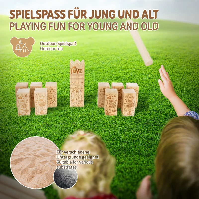 XXL Wikinger Spiel mit 21 Spielelementen Natur aus Holz Wikinger Wurfspiel Joyz