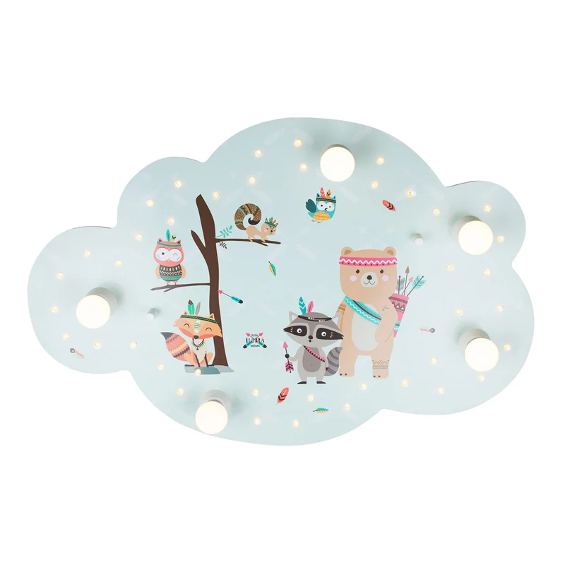 B-Ware Elobra Deckenleuchte Little Indians Bildwolke Mint Holz E14 LED SIEHE TEXT