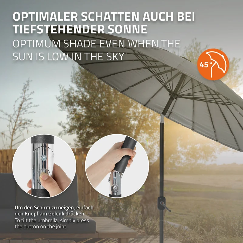 Sonnenschirm Shanghai Ø 325 cm Anthrazit aus Aluminium und Polyester ML-Design