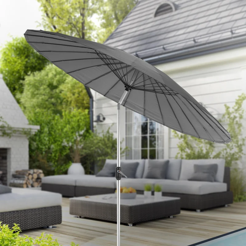 Sonnenschirm Shanghai Ø 270 cm Anthrazit aus Aluminium und Polyester ML-Design