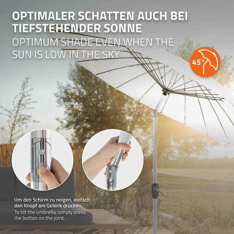 Sonnenschirm Shanghai Ø 270 cm Weiß aus Aluminium und Polyester ML-Design