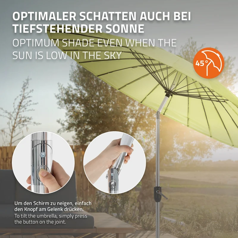 Sonnenschirm Shanghai Ø 270 cm Grün aus Aluminium und Polyester ML-Design