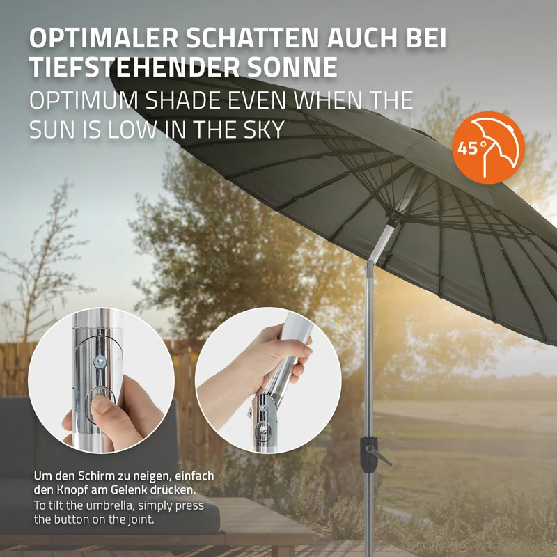 Sonnenschirm Shanghai Ø 270 cm Schwarz aus Aluminium und Polyester ML-Design