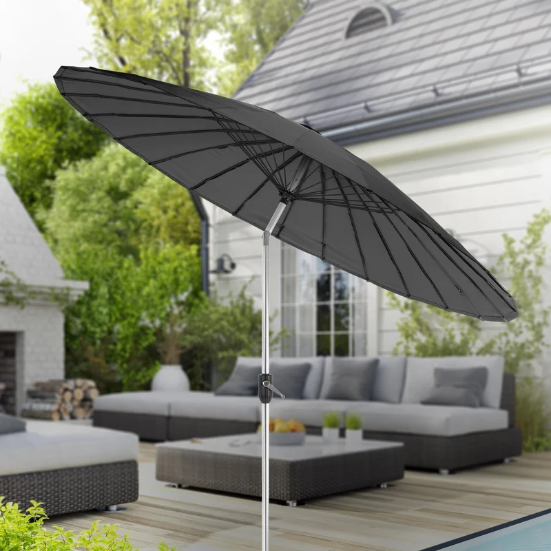 Sonnenschirm Shanghai Ø 270 cm Schwarz aus Aluminium und Polyester ML-Design
