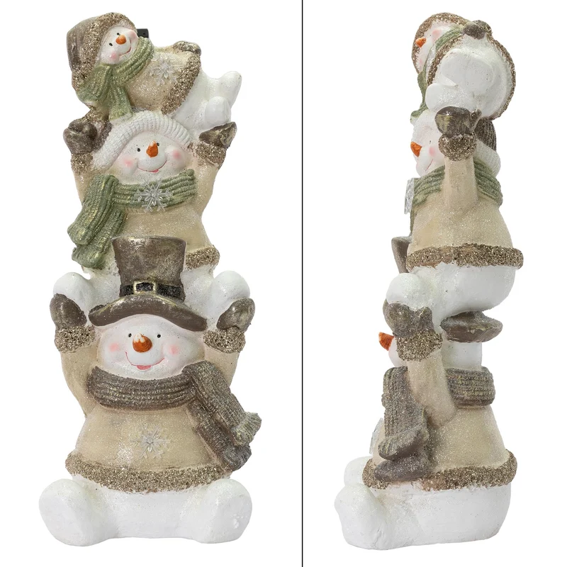 LED Schneeman Trio Deko Figur 70 cm aus Polyresin