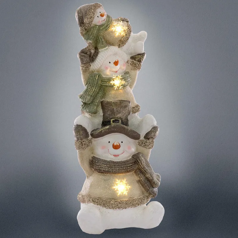 LED Schneeman Trio Deko Figur 70 cm aus Polyresin
