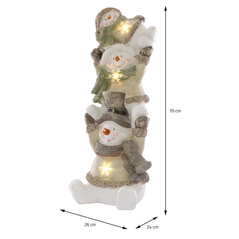 LED Schneeman Trio Deko Figur 70 cm aus Polyresin