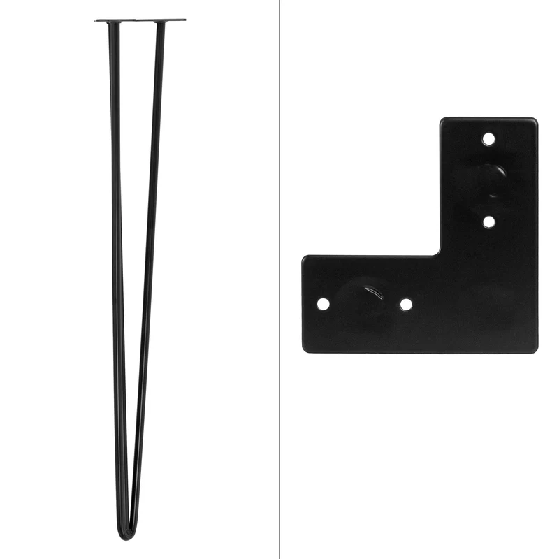 Tischbeine Tischgestell 4er Set W-Design schmal 70 x 12cm Schwarz aus Metall ML-Design