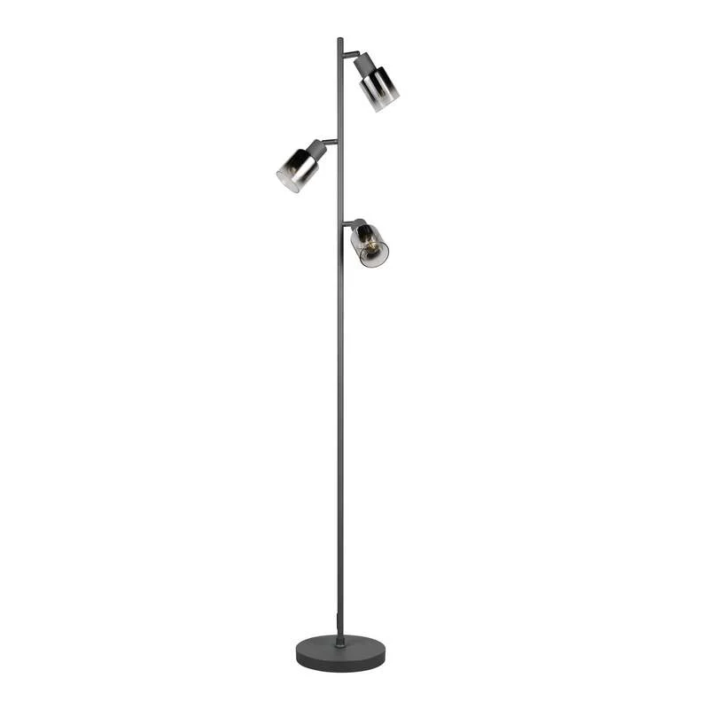 B-Ware Reality Stehleuchte Stehlampe Cadiz schwarz rauchgrau Metall Glas Schalter Kabel