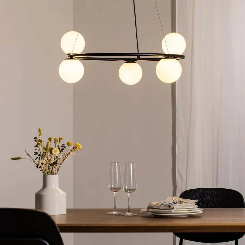 B-Ware Hängeleuchte Gama Pendelleuchte schwarz Leuchte Lampe Glas G9 LED 5-flammig 68cm