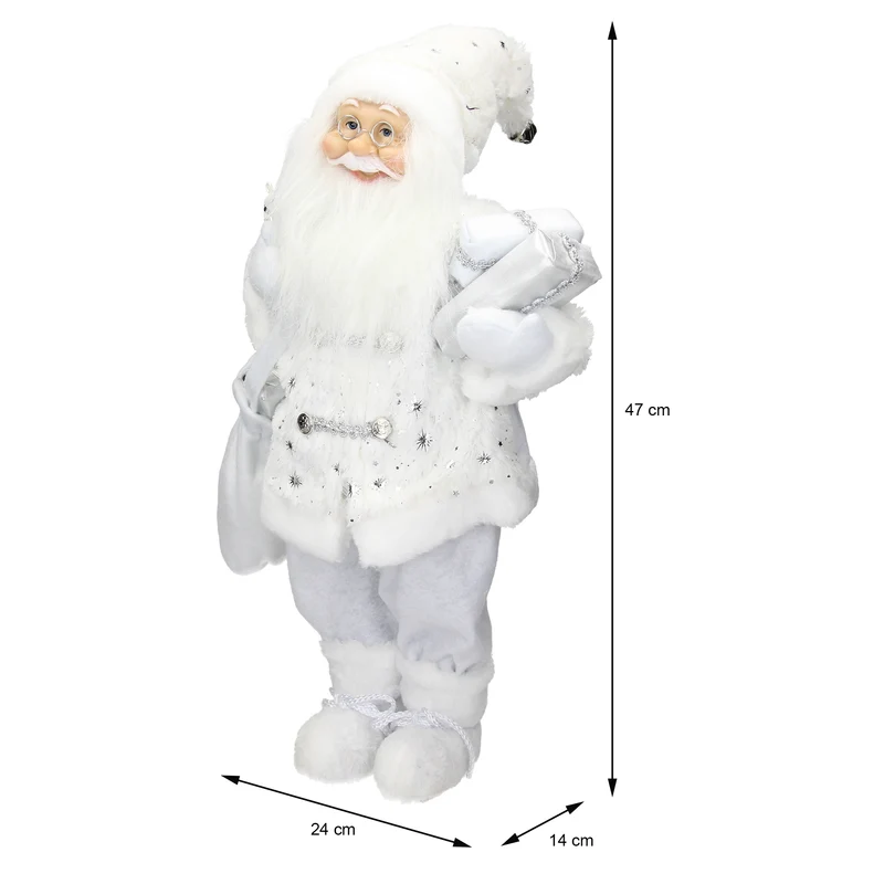 Weihnachtsmann Deko Figur 24x14x47 cm weiß aus Polyresin