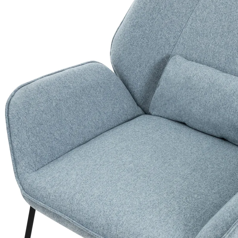 ML-DESIGN | Sessel mit Lendenkissen 75x77x85 cm Leinenstoff Blau Relaxsessel Loungesessel Cocktailsessel Polstersessel Lesesessel für Wohnzimmer