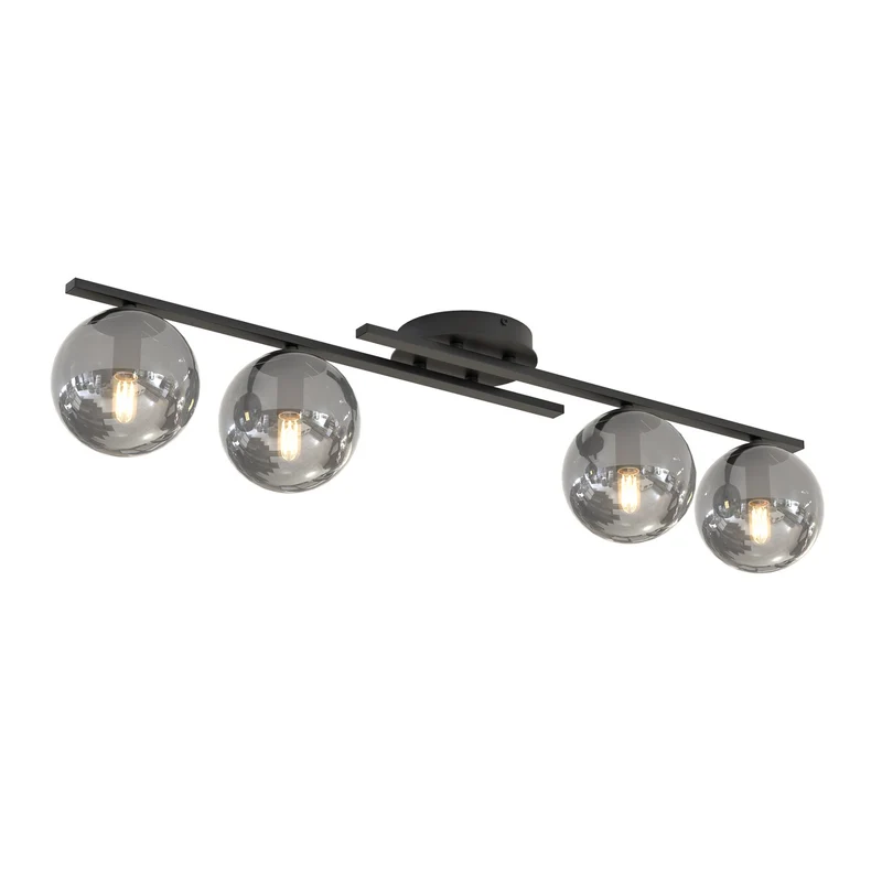 B-Ware Kairo Deckenleuchte Lampe schwarz rauchgrau Metall Glas dimmbar vierflammig