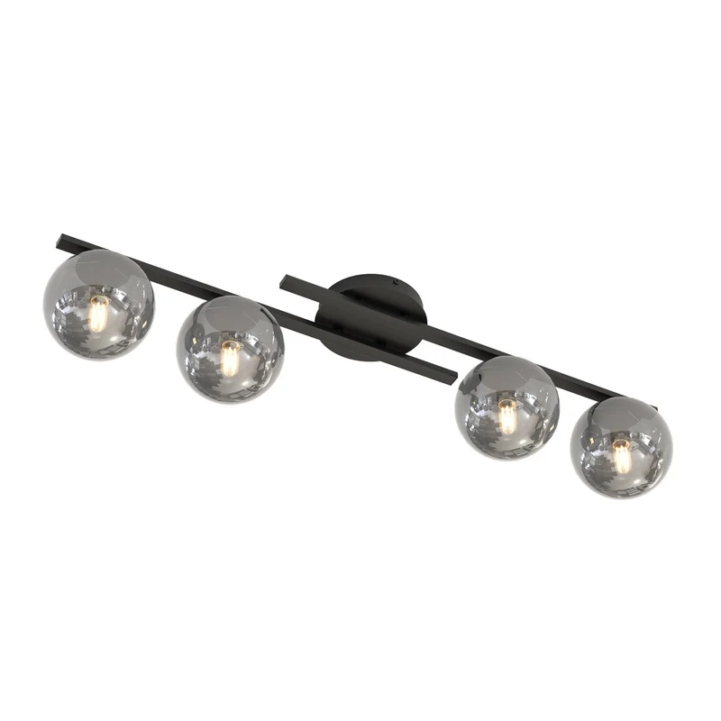 B-Ware Kairo Deckenleuchte Lampe schwarz rauchgrau Metall Glas dimmbar vierflammig