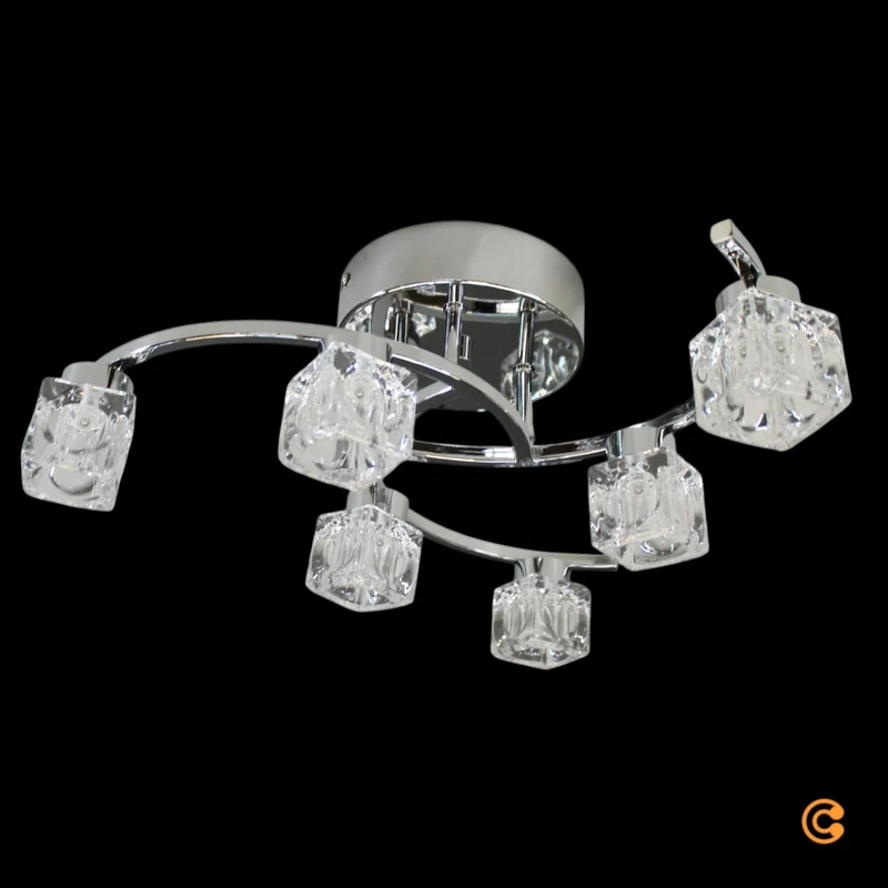 B-Ware LED Deckenleuchte Lampe Yaro Kristallleuchte Wohnzimmer Chrom dimmbar 6-flammig