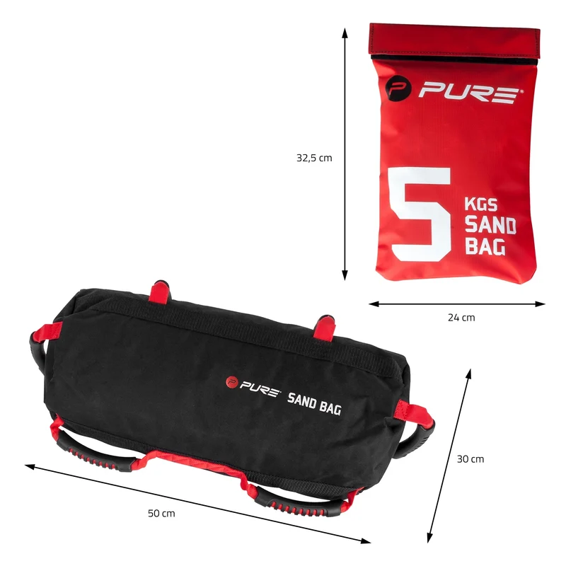 Trainigssack Traningsgewicht befüllbar bis zu 20kg Schwarz/Rot Pure2Improve