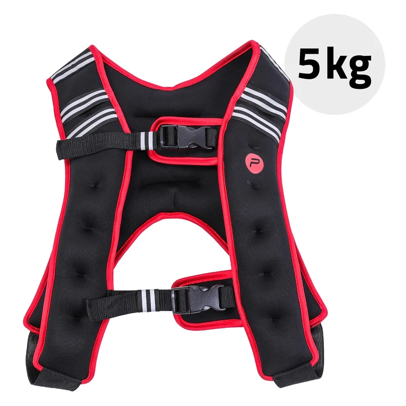 Gewichtsweste 5 kg Schwarz/Rot aus Neopren Pure2Improve Kllickverschluss