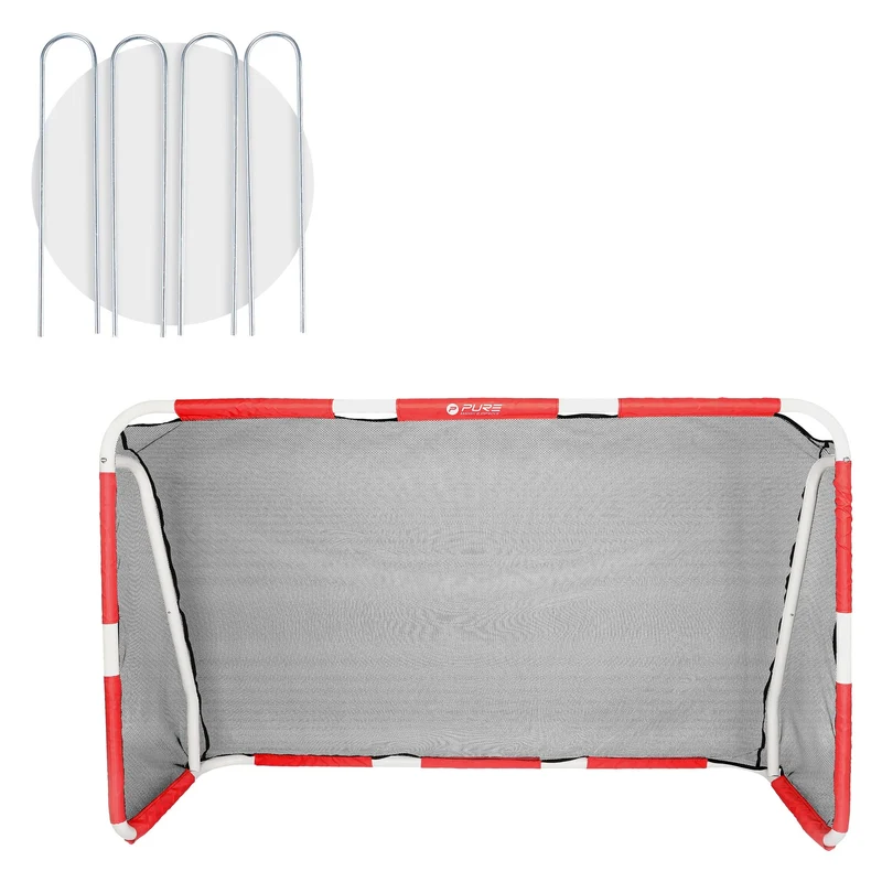 Fußballtor 170x110x60 cm Rot/Weiß aus Metall Pure2Improve