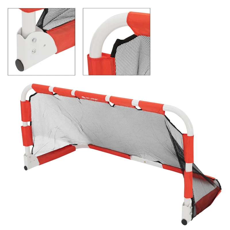 Fußballtor 120x60x60 cm Rot/Weiß aus Metall Pure2Improve