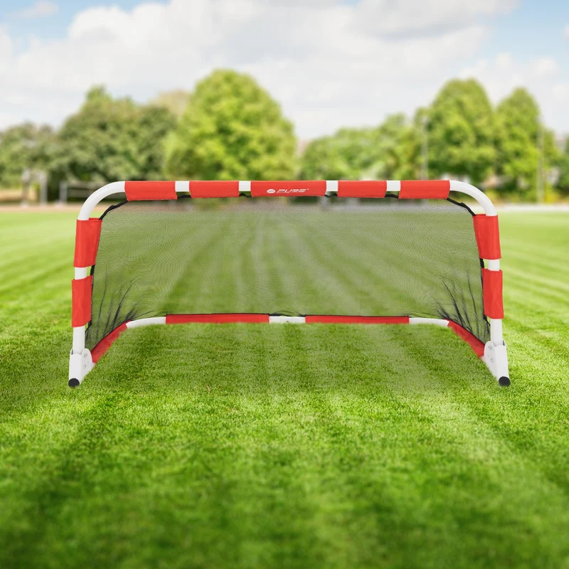 Fußballtor 120x60x60 cm Rot/Weiß aus Metall Pure2Improve
