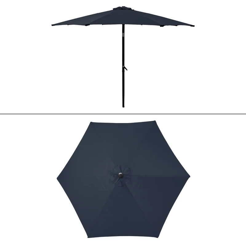 Sonnenschirm mit Kurbel Ø 300 cm Navy-Blau aus Polyester