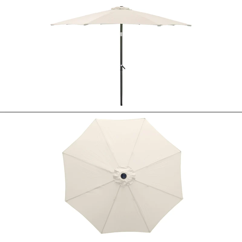 Sonnenschirm mit LED-Solar Creme Ø 300 cm mit Kurbel inkl. Abdeckung