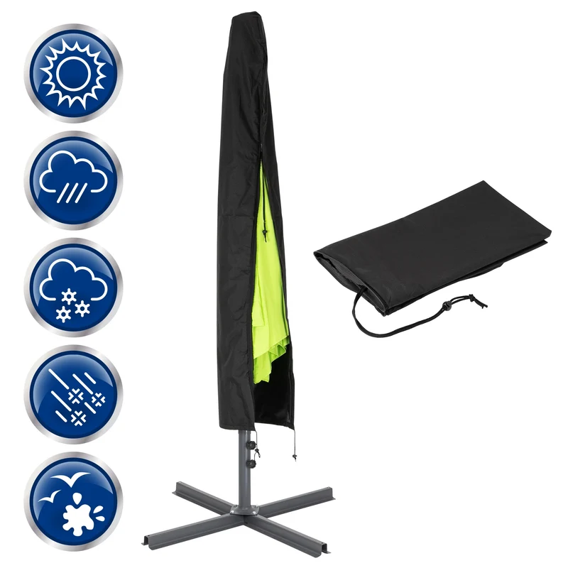 Sonnenschirm mit LED-Solar Grün Ø 300 cm mit Kurbel inkl. Abdeckung