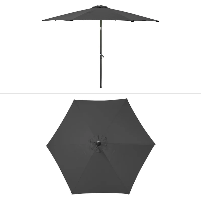 Sonnenschirm mit Kurbel und Abdeckung Ø 300 cm Schwarz aus Polyester ML-Design