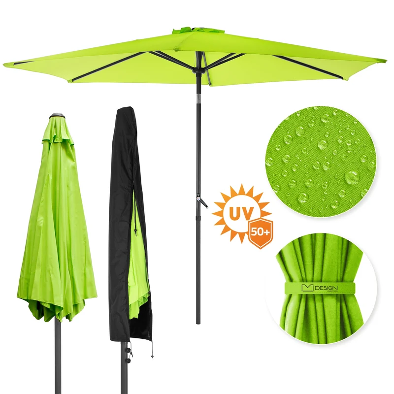 Sonnenschirm mit Kurbel, grün, Ø 300 cm, inkl. Abdeckung
