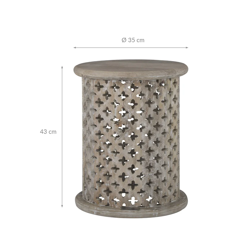 Beistelltisch 2er Set Ø 35/45 cm Grau aus Mangoholz WOMO-Design