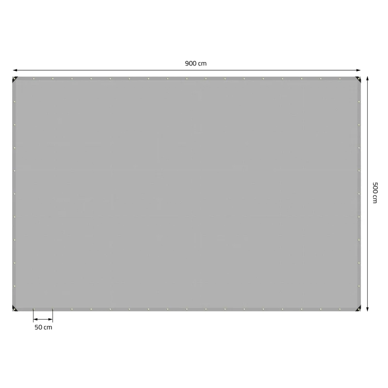 Abdeckplane mit Ösen 5x9 m 650 g/m² mit 10 Spanngummis Grau aus PVC